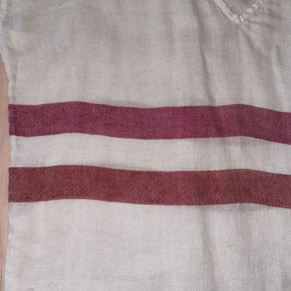 Zara 100% Linen V-Neck Top White, Red Dual Stripe Lightweight Size M - Picture 9 of 14
